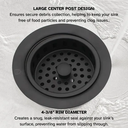 Miniatura 8 de Westbrass D214-62 - Colador grande para fregadero de cocina de 3-1/2 pulgadas, color negro mate Mate negro