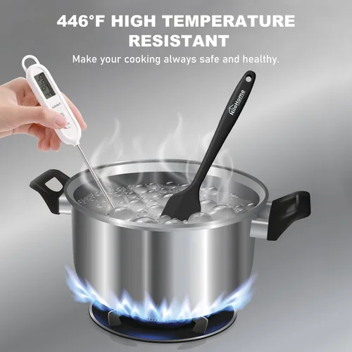 Miniatura 3 de NileHome Juego de espátulas de silicona, 5 utensilios de cocina de grado alimenticio con cepillo de silicona, resistente al calor hasta 600 °F