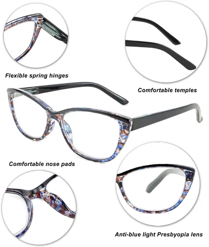 Miniatura 3 de FEISEDY Gafas de lectura progresivas multifocales con bloqueo de luz azul, sin línea, con bisagra de resorte B2675