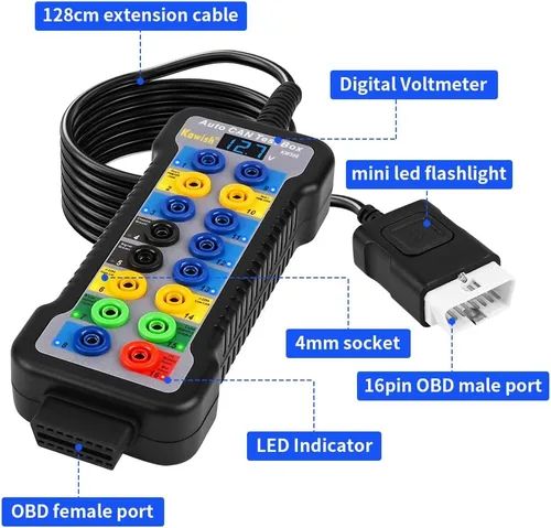 Miniatura 8 de Caja de ruptura OBD2 KAWISH Detector de protocolo OBDII Auto de 16 pines con pantalla LCD para detección de comunicación de protocolo