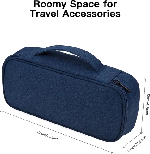 Miniatura 2 de Estuche organizador de artículos electrónicos, bolsa de transporte para artículos esenciales de viaje, para cable, cable de carga (azul marino)