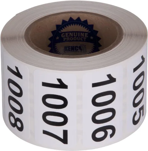 Miniatura 9 de Kenco - Etiquetas numeradas consecutivamente, vinilo duradero, autoadhesivas, medidas: 2 x 1 pulgada (rollo 4501-5000)