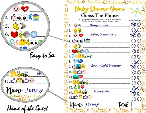 Miniatura 3 de LOTUS-A Juegos de baby shower – Divertidas tarjetas de adivinar la frase y predicciones, 30 cartulinas gruesas de 7 x 5 pulgadas, impresas