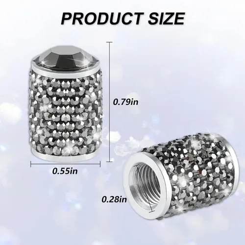 Miniatura 2 de Alpmosn Tapones de Válvula de Neumático de Automóvil, 4 PCS Tapones de Válvula de Neumático Brillantes, Tapones de Neumático de Cristal Brillantes