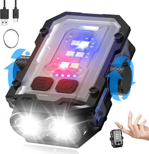 Miniatura 8 de N11 Clip magnético mini EDC linterna 1000 lúmenes, llavero linternas 8 modos de bolsillo luz flash con luces blancas rojas azules pequeña linterna