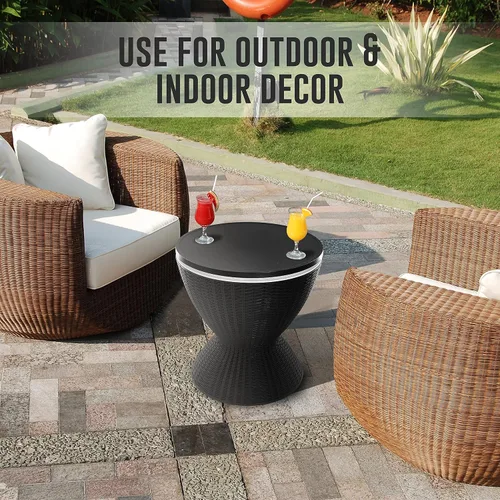 Miniatura 4 de SereneLife Mesa de Bar Fresca para Exteriores, Enfriador de Cerveza y Vino de 7.5 Galones, Muebles de Patio y Mesa Auxiliar para Jacuzzi, Enfriador