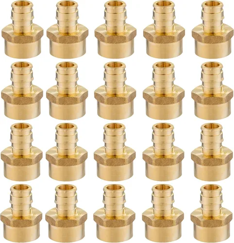 Miniatura 20 de Paquete de 5 accesorios PEX-A, adaptador NPT hembra de expansión de latón de 1 x 1 pulgada, adaptador roscado hembra PEX ASTM F1960 para tubos Pex