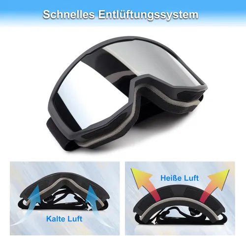 Miniatura 3 de EXP VISION Gafas de esquí/snowboard para hombres y mujeres, gafas de nieve OTG antiniebla con protección UV Marco negro astilla