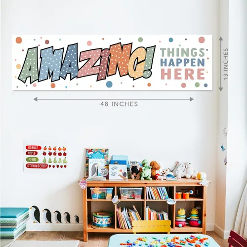 Miniatura 5 de Andaz Press Cartel de 13 x 48 pulgadas con texto en inglés "The Power Of Yet Growth Mindset" para profesores, tablón de anuncios, decoración de El