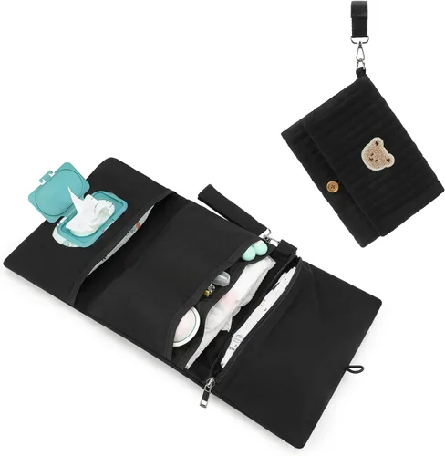 Miniatura 6 de Bolsa organizadora de pañales para bebé, impermeable, mini bolsa de pañales – 2 piezas/juego de bolsas colgantes plegables reutilizables, lavables