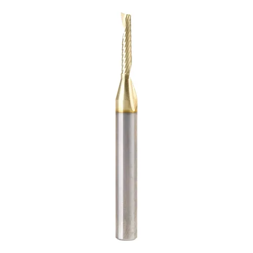 Miniatura 16 de Amana Tool CNC de carburo sólido espiral O flauta arriba-corte, broca de aluminio de corte de enrutador, recubierto de ZrN, 51470-Z, 1/16 D x 1/4 CH
