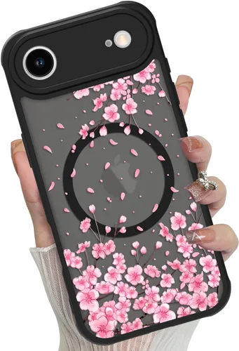 Miniatura 12 de Funda magnética para iPhone 17 Pro [compatible con MagSafe], bonita funda de moda con estampado de leopardo negro, translúcida, mate, parte trasera