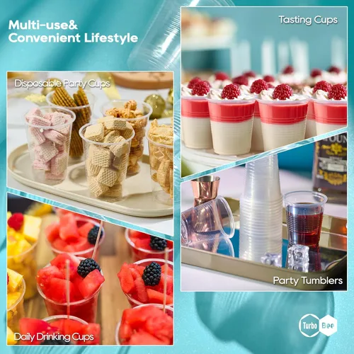Miniatura 7 de Turbo Bee Paquete de 500 vasos de plástico desechables de 9 onzas, resistentes al calor y seguros para alimentos para bebidas calientes/frías