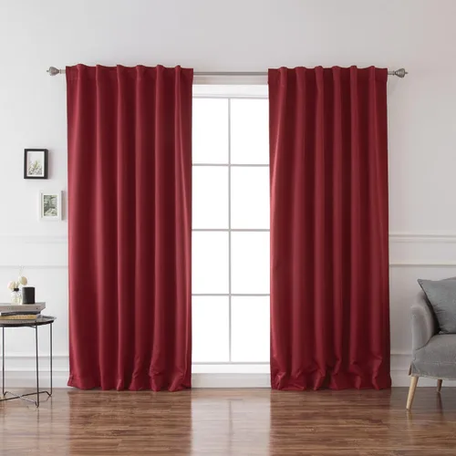 Best Home Fashion Cortinas opacas con aislamiento térmico, pestaña trasera, bolsillo para barra, color rojo cardenal, 52 pulgadas de ancho x 84