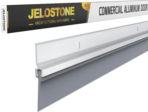 Miniatura 11 de Paquete de 2 - Barredor de fondo para puerta comercial, aluminio resistente, clasificado para fuego, inserción de vinilo, JS-NV307, ideal para uso