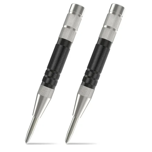 Miniatura 6 de Paquete de 2 perforadores centrales automáticos, de acero resistente de 5 pulgadas, con resorte central con herramienta de perforación de tensión