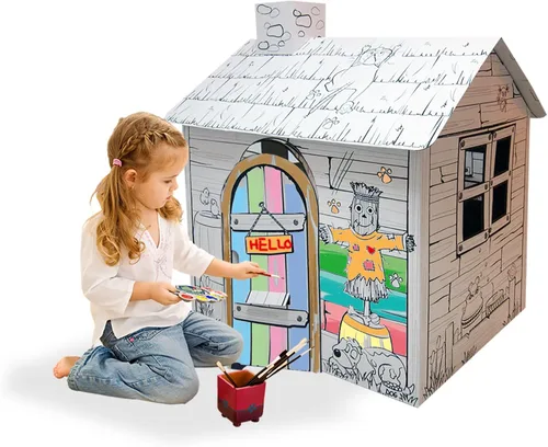 Miniatura 2 de Adventure Awaits! Casa de juegos de granja de cartón para niños, colorea, dibuja y personaliza, ideal para el tiempo de juego y el tiempo de artes