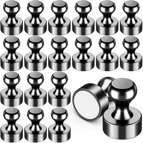 Miniatura 39 de 24 imanes de nevera, imanes para refrigerador, pequeños imanes fuertes, imanes de pizarra blanca para refrigerador, pasadores magnéticos para Negro