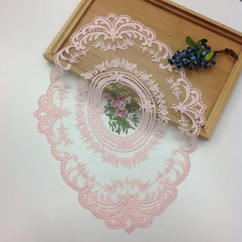 Miniatura 6 de Paquete de 2 manteles individuales de encaje retro, manteles individuales de ganchillo francés, manteles bordados a mano, 12 x 16 pulgadas, manteles