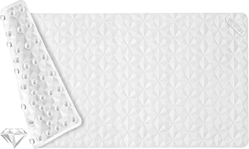 Miniatura 17 de Tapete antideslizante para bañera y ducha, tapete de goma natural con 241 ventosas, tapete de seguridad suave para baño, patrón único de diamante
