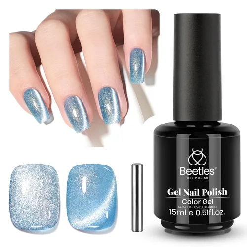 Miniatura 56 de Beetles - Esmalte de uñas de gel ultravioleta semipermanente sin HEMA de alto brillo para manicura francesa y arte de uñas, frasco a juego, blanco