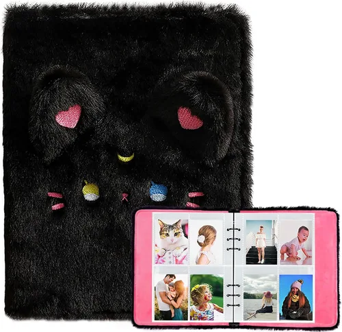 Miniatura 8 de Carpeta A5 de dibujos animados de felpa para tarjetas fotográficas con 20 fundas interiores de 3 pulgadas para álbumes de fotos en hojas sueltas