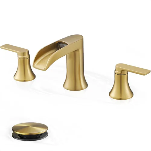 Miniatura 14 de Grifo de lavabo de baño de bronce aceitado con cascada de 3 agujeros, grifos de baño de latón de 4 a 8 pulgadas con drenaje emergente y líneas