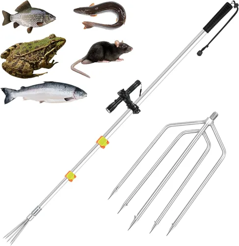 Miniatura 8 de SAN LIKE Arpón de Pesca Lanza Gaff Gig Gaff Horquilla Gancho para Rana Sapo Caña Ranas Toro Bufo Platija Pez de Hielo Topo Herramienta de Remoción