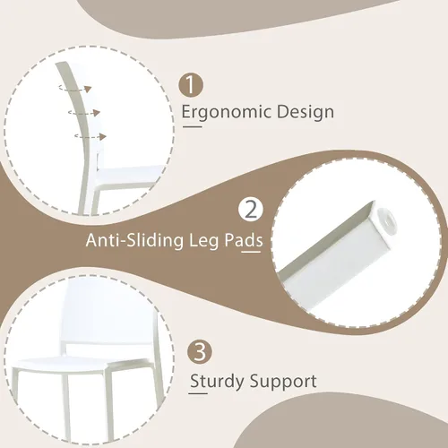Miniatura 4 de LESHI Silla de comedor moderna apilable de plástico con respaldo sin brazos para comedor, sala de estar, jardín, patio, balcón, escritorio