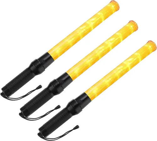 Miniatura 7 de PATIKIL Varitas de tráfico de 21 pulgadas, 3 unidades, 2 modos intermitentes, luz de advertencia LED, controlador de señal policial con cordón
