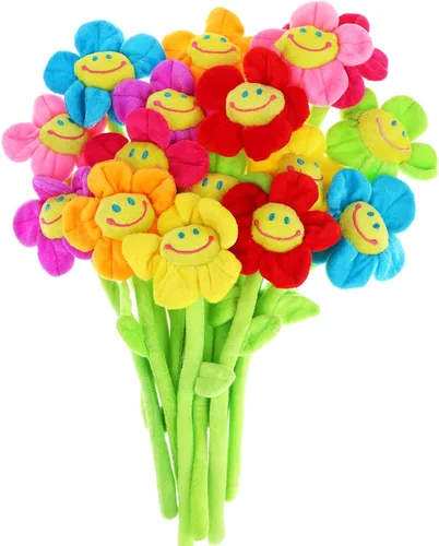 Miniatura 7 de 16 piezas de felpa artificial de girasol margarita de juguete flexible para cortina con hebilla de amarre para cumpleaños, boda, fiesta, regalo