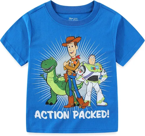 Miniatura 5 de Disney Toy Story Woody, Buzz and Rex - Camiseta de manga corta para niños, paquete de 4 unidades para niños pequeños