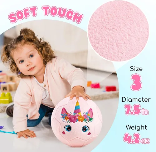 Miniatura 2 de ZOOJOY Pelotas de fútbol interior para niños de 1 a 3 años, pelota de fútbol silenciosa tamaño 3 de felpa suave e inflable para niños de 3 a 5 años
