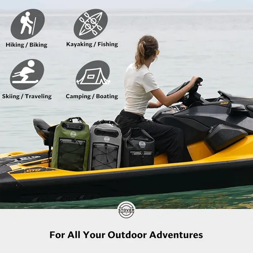 Miniatura 6 de STOVER 5/10/25/30/40/55L Waterproof Dry Bag- Roll-Top Backpack w/Phone Case- Kayaking, Hiking, Camping, Boating- Men/Women 30L Gris
