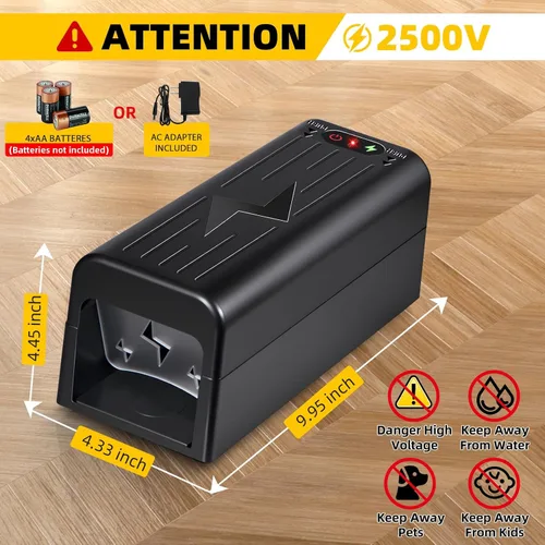 Miniatura 2 de Trampa para ratas, exterminador eléctrico para ratones, 2 paquetes de exterminador electrónico de roedores con deflector antiescape en interiores