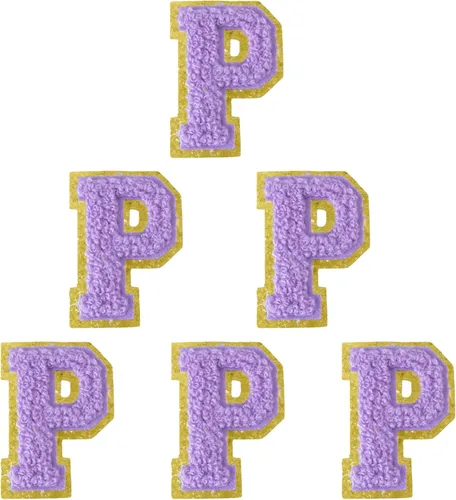 Miniatura 84 de 6 piezas de parches de letras de chenilla autoadhesivas, parches de letras preppy de 2 pulgadas para bolsos, ropa y sombreros, grandes pegatinas