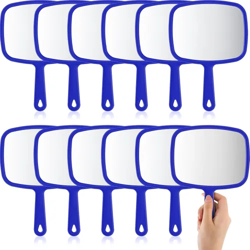 Miniatura 15 de Geetery 12 espejos de mano con asas, espejos de maquillaje de mano, montaje de pared a granel para mujeres, cosméticos, baño, hogar, peluquería