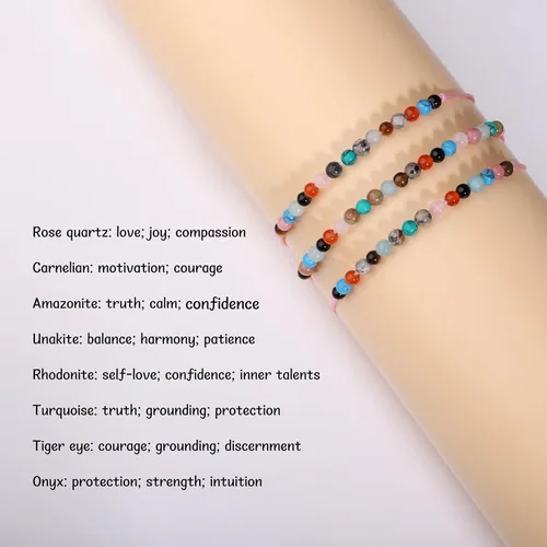 Miniatura 5 de Miss Pink Pulsera de cristal curativo natural, regalo para niñas y mujeres, pulseras de cuentas de cumpleaños de 7 a 50 años para hija, nieta
