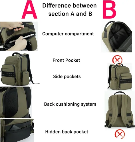 Miniatura 6 de Mochila táctica para computadora portátil de viaje para hombres, mochila de trabajo grande y resistente, aprobada por aerolíneas, mochila