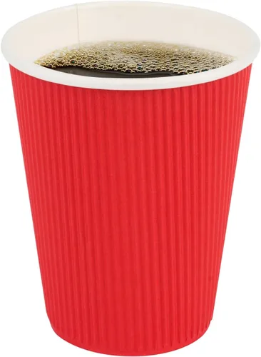 Tazas para café de papel aislado, pared ondulada, kraft, 12 onzas - Caja de 25 unidades - tapas a juego: RWA0360B, RWA0360W, RWA0328LG, RWA0328GR,