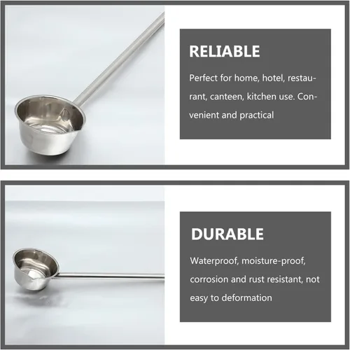 Miniatura 3 de ERINGOGO Cucharón de mango largo, cuchara grande de acero inoxidable de 17 onzas con borde de vertido, cuchara de servir salsa de comedor, cuchara