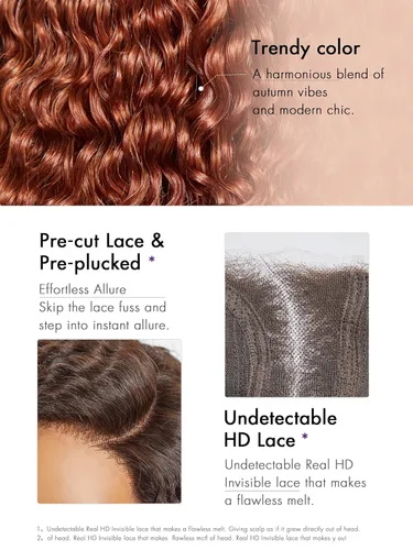 Miniatura 3 de LUVME HAIR Peluca de cabello humano rizado marrón brillante de 10 pulgadas, predepilada, indetectable HD real HD, peluca de encaje precortada