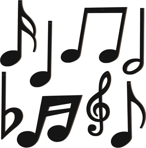 8 piezas de decoración de pared de madera de clave aguda, notas musicales negras, arte colgante de madera, notas musicales decorativas para fiesta