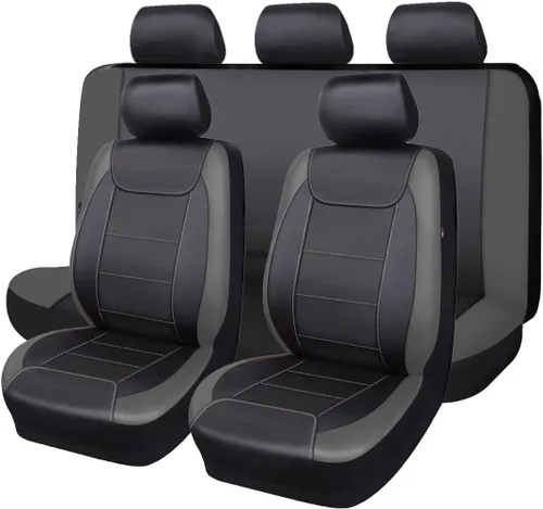 Miniatura 14 de Fundas para asientos de coche Flying Banner, protectoras, impermeables, de cuero sintético con fibra de carbono para asientos delanteros y traseros