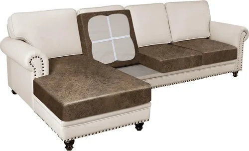 Miniatura 49 de Fundas para sofá modular, funda para sofá con aspecto de cuero, forma de L, 2 piezas, funda elástica suave para sofá seccional, protector de muebles