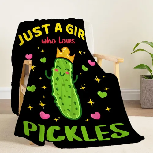 Just A Girl Who Loves Pickles Manta - Manta Acogedora de Franela Suave, Ligera y Cálida de Pepinillos para Niños y Niñas - 40"x50" Regalo para Niños