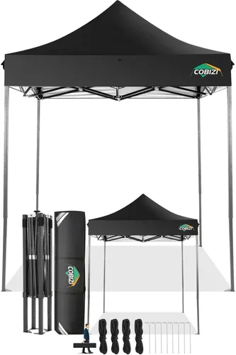 Miniatura 47 de COBIZI Toldo desplegable de 6.6 x 6.6 pies sin pared lateral, toldo resistente UPF 50+ para todas las estaciones, resistente al viento e Azul