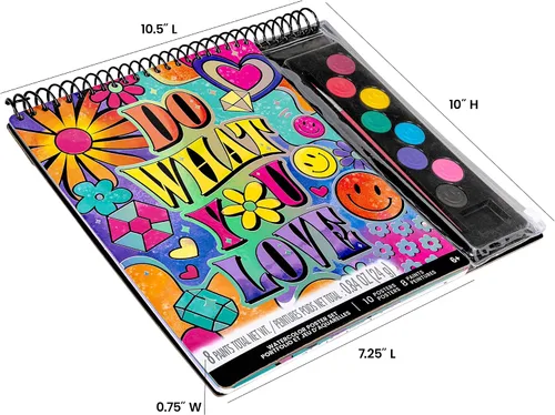 Miniatura 6 de Fashion Angels Juego de póster de acuarela con texto en inglés "Do What You Love", kit de pintura inspirador para niñas, incluye 10 pósteres y 8
