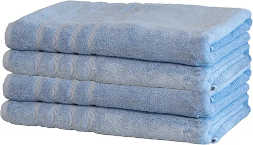 Miniatura 54 de Mosobam Juego de 4 toallas turcas de lujo de 35 x 70 pulgadas, color gris claro (gris), viscosa de bambú de 24.69 oz/m² y algodón peinado turco
