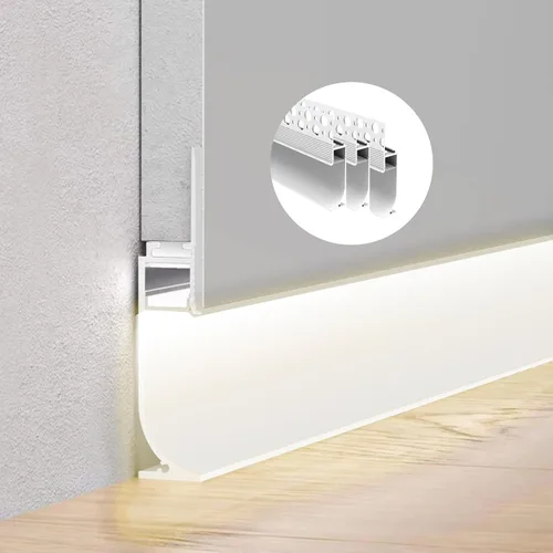 Besseto Canal de Aluminio LED de Base Blanca, Tira de Luz LED de 3 x 2 m con Pata de 3 mm Canal de Aluminio Perfil de Canal de Tira LED para Sala de